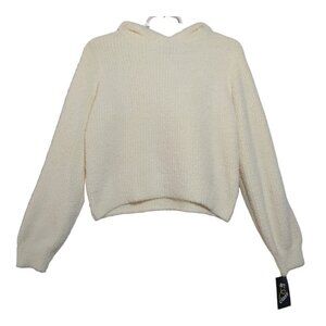 Women's Cozy Art Class Recycled Polyester Cream Hooded Sweater, XXL (18), NWT